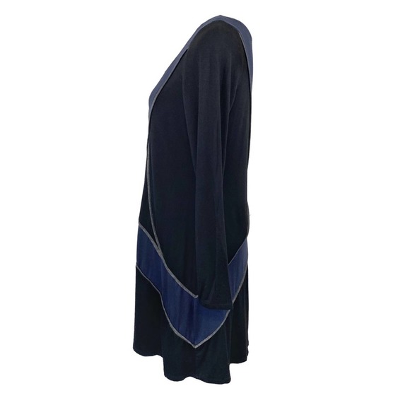 45. Decode 1.8 Long Sleeve Black Blue Midi Dress L - Picture 2 of 6